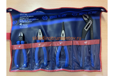 Набор пассатижей, плоскогубцев и бокорезов 4шт KING TONY 42104GP01