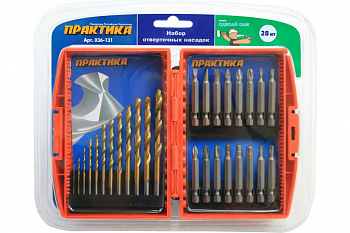 Набор сверл и бит DIY (28 предметов) ПРАКТИКА 036-131