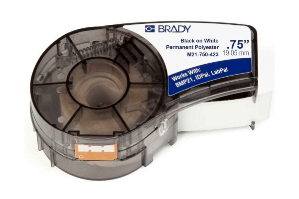 Лента 19.05мм/6.4м, полиэстер, черный на белом Brady M21-750-423 brd110898