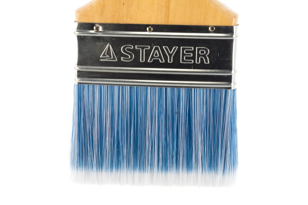 Кисть для воднодисперсионных и акриловых ЛКМ STAYER EURO АQUA плоская, искусственная щетина, деревянная ручка, 4/100мм 01062-100