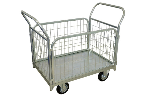 Тележка RUSKLAD платформенная с сетчатыми бортами, оцинкованная ТС Ц 3 (600x1000) d125мм