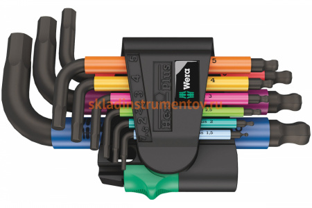 Набор Г-образных метрических ключей WERA 950/9 Hex-Plus Multicolour 2 BlackLaser WE-133164