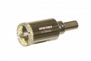 Коронка алмазная по керамограниту/керамике Профи (25х70 мм) ПРАКТИКА 917-590