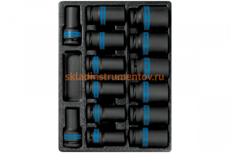 Набор ударных глубоких торцевых головок 3/4", ложемент, 14 шт. KING TONY 9-6414MP