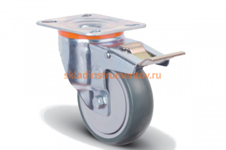 Колесо аппаратное с подшипником поворотное с тормозом 125 мм MFK-TORG EM01-MBT-125-F