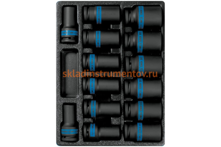 Набор ударных глубоких торцевых головок 3/4", ложемент, 14 шт. KING TONY 9-6414MP