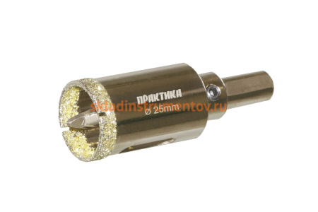 Коронка алмазная по керамограниту/керамике Профи (25х70 мм) ПРАКТИКА 917-590