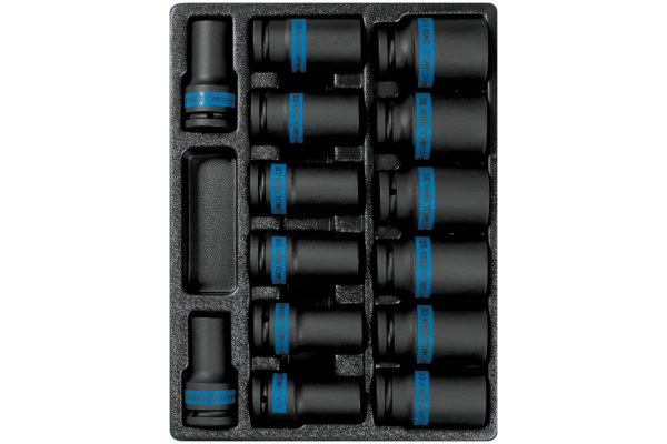 Набор ударных глубоких торцевых головок 3/4", ложемент, 14 шт. KING TONY 9-6414MP