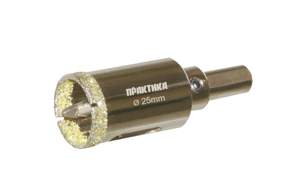 Коронка алмазная по керамограниту/керамике Профи (25х70 мм) ПРАКТИКА 917-590
