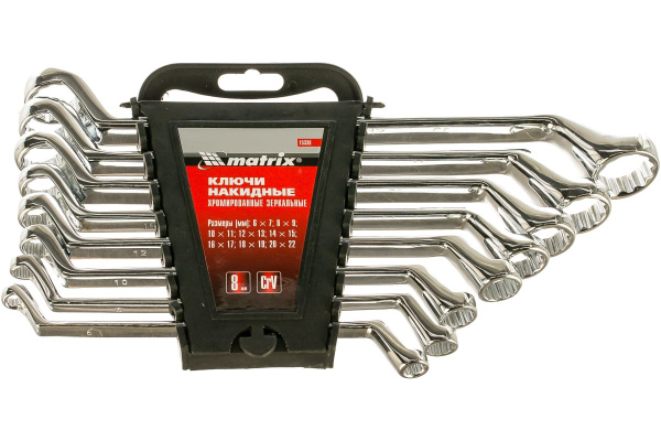 Набор ключей накидных 8шт CrV, Elliptical, зеркальное хромирование MATRIX Master 15338