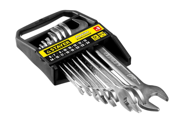 Набор гаечных рожковых ключей 6-24мм, 8шт STAYER PROFI 27037-H8