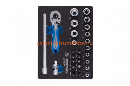 Набор шестигранных торцевых головок с принадлежностями KING TONY 1/4" 4-14 мм 29 предметов 2528MRV