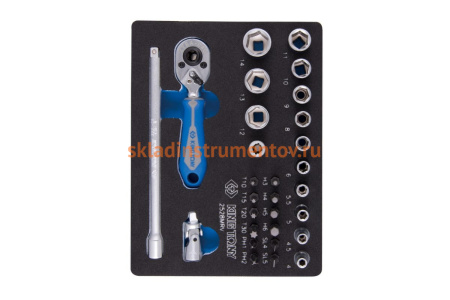 Набор шестигранных торцевых головок с принадлежностями KING TONY 1/4" 4-14 мм 29 предметов 2528MRV