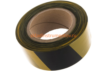 Сигнальная лента СИБРТЕХ, 50 мм х 200 м, черно-желтая 89033