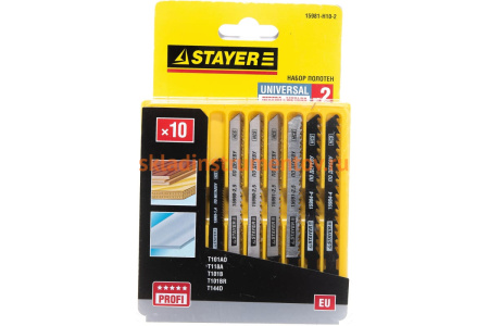 Набор полотен "МАСТЕР №2" по дереву и металлу для электролобзика EU T144D T101B T101BR T101AO T118A 10 шт. STAYER 15981-H10-2
