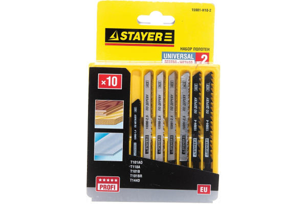 Набор полотен "МАСТЕР №2" по дереву и металлу для электролобзика EU T144D T101B T101BR T101AO T118A 10 шт. STAYER 15981-H10-2