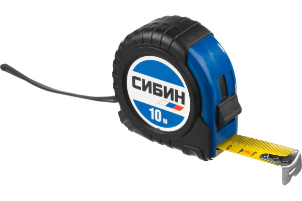 Рулетка в ударостойком обрезиненном корпусе СИБИН 10м / 25мм 34019-10-25 Рулетка в ударостойком обрезиненном корпусе СИБИН 10м / 25мм 34019-10-25