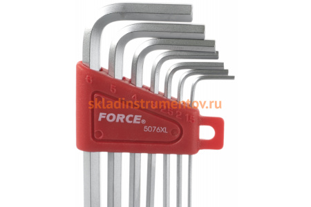 Набор длинных Г-образных ключей 1,5-6 мм, 7 предметов FORCE 5076XL