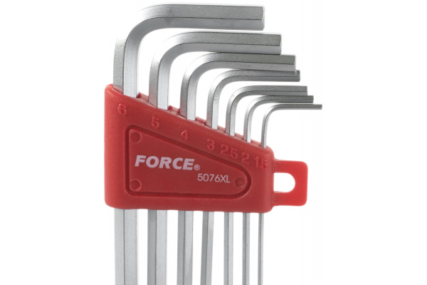 Набор длинных Г-образных ключей 1,5-6 мм, 7 предметов FORCE 5076XL