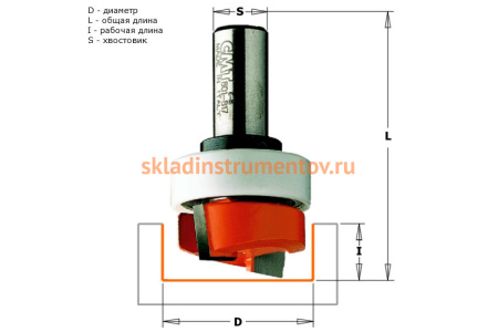Фреза пазовая для петель (16x19х54 мм; хвостовик 8 мм) CMT 901.160.11B