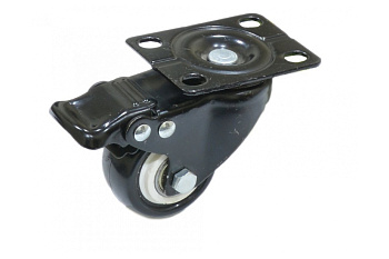 Колесо поворотное черная резина с тормозом 40 мм MFK-TORG 4054040