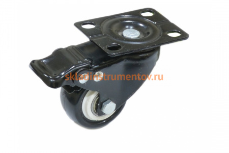 Колесо поворотное черная резина с тормозом 40 мм MFK-TORG 4054040