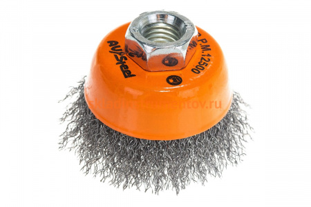 Стальная чашеобразная мягкая кордщетка  для УШМ 65 мм AV Steel AV-841506