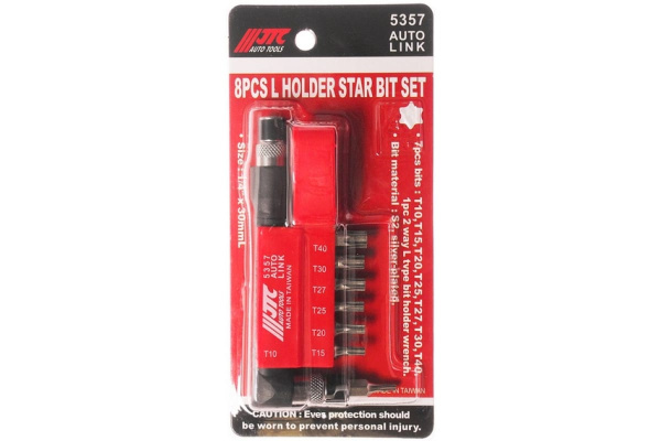 Набор вставок  Г-образным держателем 1/4 DR торкс T10-T40 8шт JTC 5357