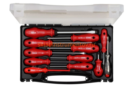 Набор отверток SL/PZ/PH, ударная отвертка, отвертка SL VDE, отвертка тестер сети в кейсе, 12 шт Felo 20011296