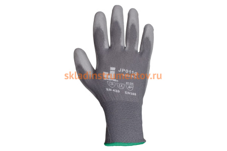Защитные перчатки с полиуретановым покрытием Jeta Safety 12 пар JP011g-L Защитные перчатки с полиуретановым покрытием Jeta Safety 12 пар JP011g-L