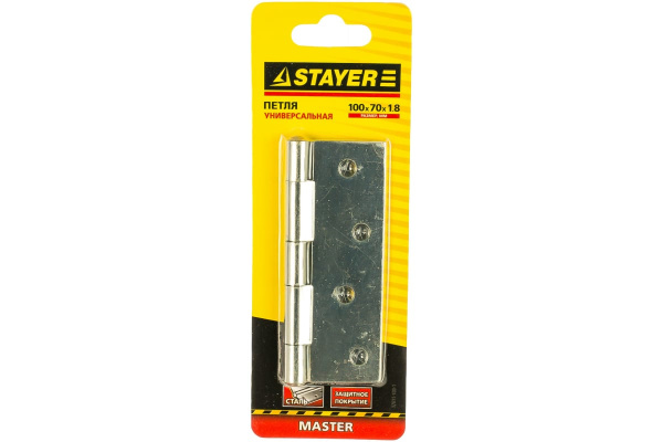 Дверная универсальная петля STAYER "MASTER" цвет белый цинк, 100мм 37611-100-1