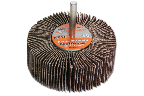 Круг лепестковый по металлу для дрели 80x30x6 мм, P60 SANTOOL 060302-003-060