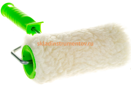 Валик СИБРТЕХ из натурального меха с ручкой, 150 мм, ворс 12 мм, D - 48 мм 80122
