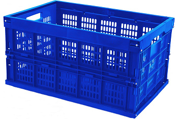 Ящик Тара.ру п/э 530х350х272 складной, перфорированный, синий 23061