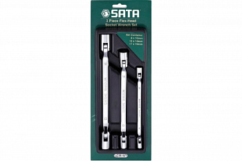 Набор ключей с двумя шарнирными торцевыми наконечниками 3шт Sata 09044