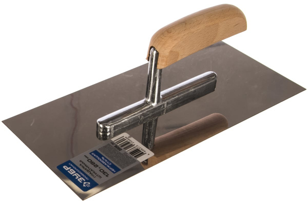 Нержавеющая гладилка Зубр "ПРОФЕССИОНАЛ" с деревянной ручкой, 130x280мм 0806_z01 0806_z01