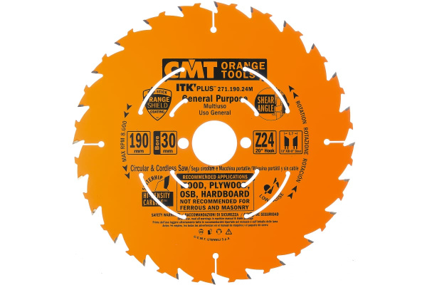 Диск пильный по дереву (190х30/20/16х1,7/1,1 мм; Z24) CMT 271.190.24M