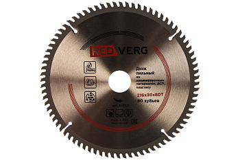 Диск пильный твердосплавный по ламинату (216х30 мм; 80 зубьев) REDVERG 6621257