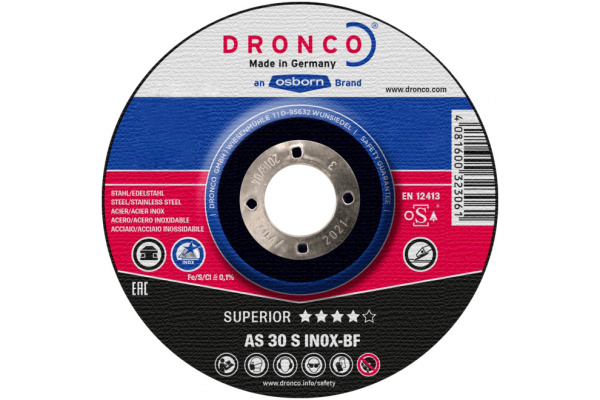 Диск шлифовальный Superior AS30S INOX (125x6x22.23 мм) DRONCO 3126540100