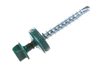 Саморезы для крепления кровельных материалов к деревянной обрешетке Зубр цвет RAL 6005 зеленый насыщенный, оцинкованные, 4,8x38мм, 600шт 4-300310-48-038-6005