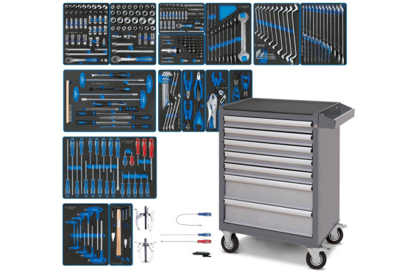Набор инструментов KING TONY "BOARD" в серой тележке, 325 предметов 934-325AMG