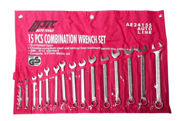 Набор комбинированных ключей JTC 6-21 мм 15 предметов 1-AE2415S