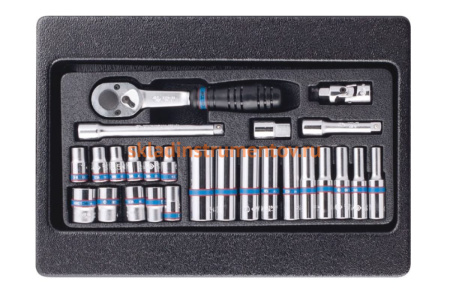 Набор торцевых головок 1/4" с принадлежностями (ложемент, 26 предметов) KING TONY 9-2526MR