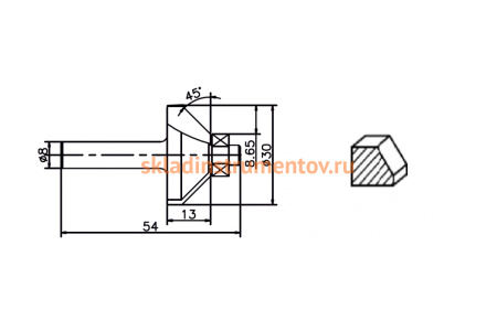 Фреза HM фасочная (8.65х30х13х54 мм) REDVERG 840481 6625672