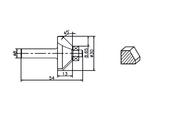 Фреза HM фасочная (8.65х30х13х54 мм) REDVERG 840481 6625672