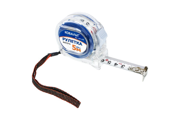 Рулетка (5 м x 19 мм, прозрачный корпус) КОБАЛЬТ Высота 247-279