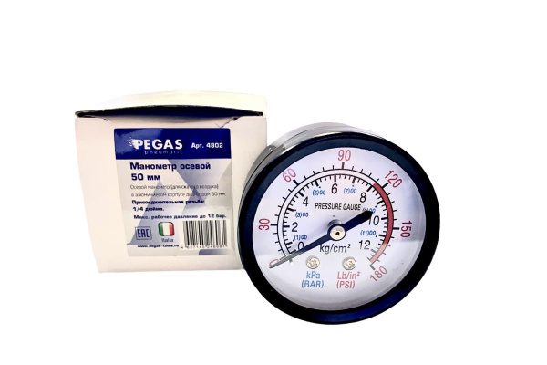 Манометр для компрессора 50 мм 1/4 Pegas pneumatic 4802