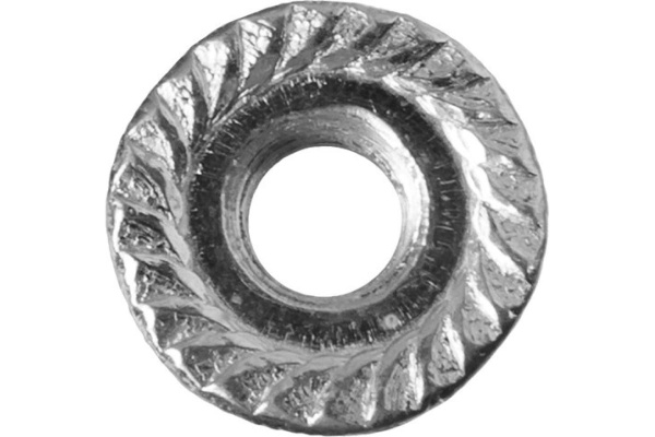 Шестигранная гайка с фланцем Зубр DIN 6923 класс прочности 8, оцинкованная, M6, ТФ0, 7200 шт. 4-303630-06