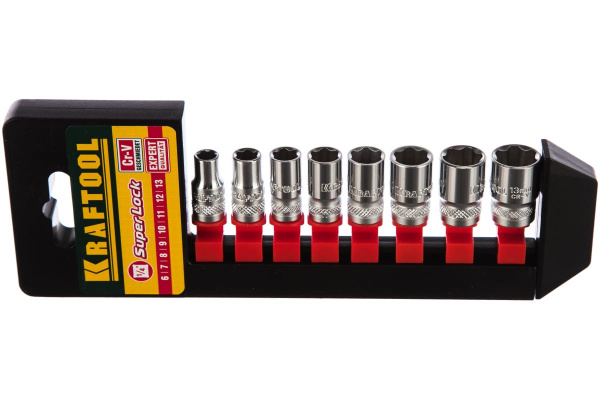 Набор торцовых головок 1/4", 6-13мм, 8шт Kraftool EXPERT QUALITAT SUPER LOCK 27860-H8_z01