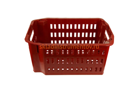 Перфорированный бордовый ящик для хранения и переноски продуктов Тара.ру п/э 535x367x252 23489